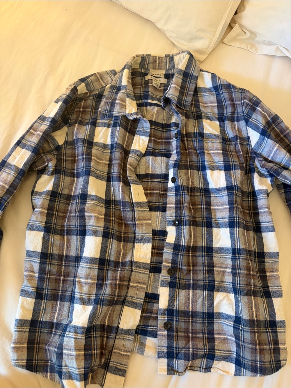 Women’s LLBean Blue & Brown Plaid flannel Shirt